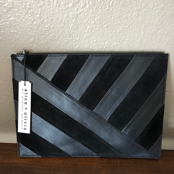 ❌HOLD❌alice + olivia Suede & Leather Striped - Picture 2 of 7